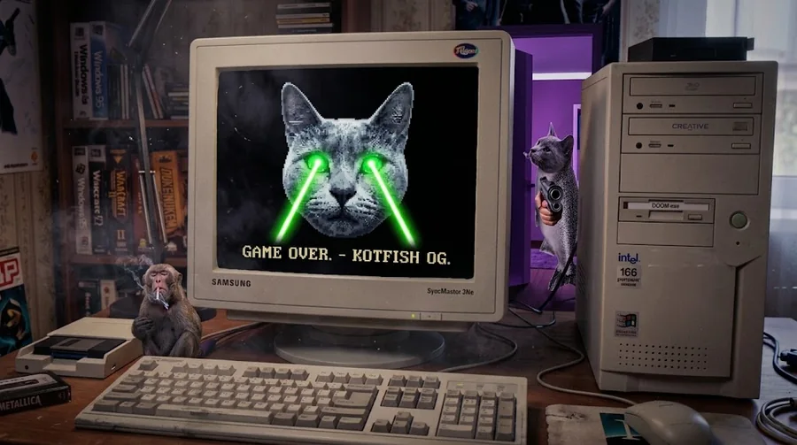 KOTFISH on the screen of an old desktop computer